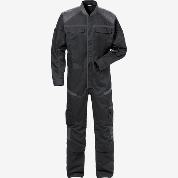 涤棉连体工装定制 多口袋工程外套 工厂车间作业服