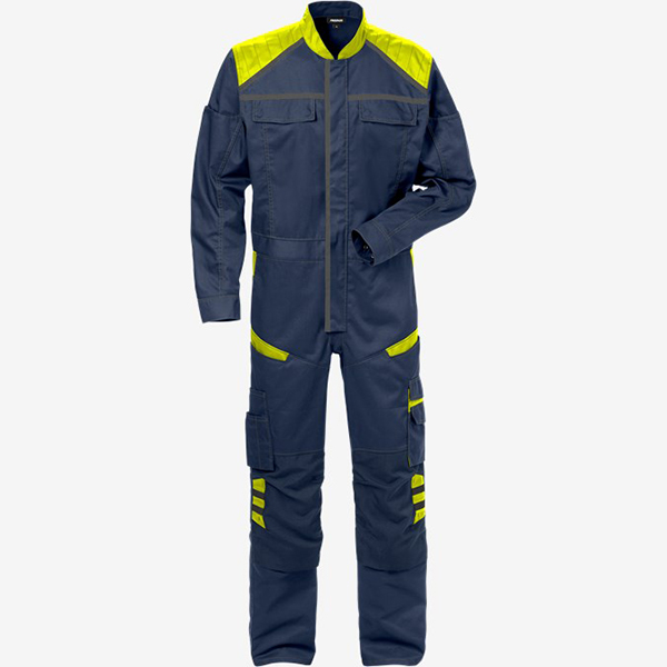定制连体工装 户外施工涤棉耐磨作业服 反光警示多口袋