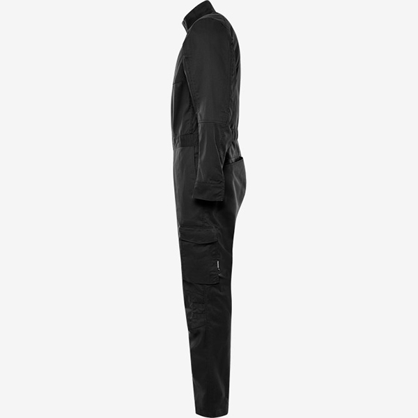 高密度聚酯混纺直筒宽松剪裁连体工装作业服特写