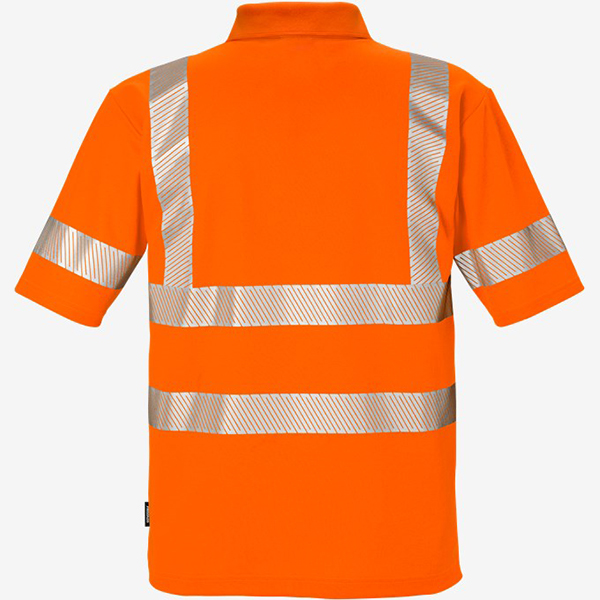 道路施工巡检服V型反光条对称分布细节特写_三本针加固缝制工艺
