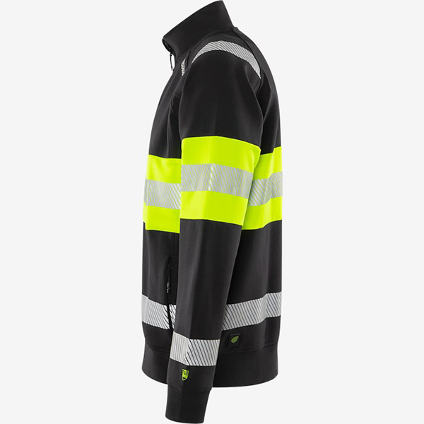 天阶防护反光警示外套双针车缝工艺细节特写