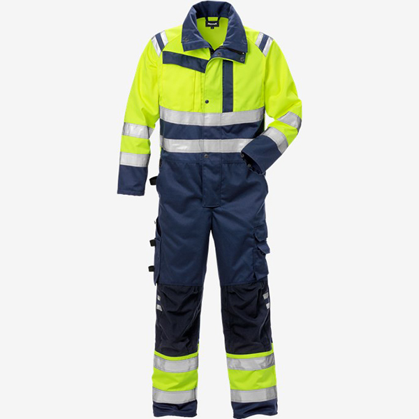 定制高警示反光连体工装服 涤棉混纺道路施工作业装 工程外套巡检服
