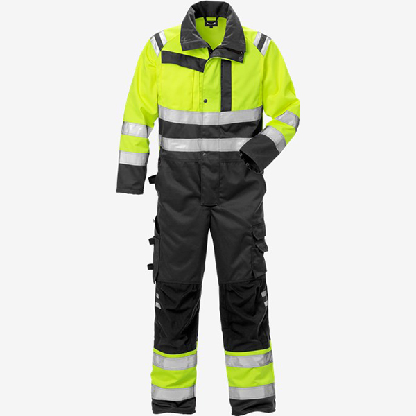 反光警示涤棉连体工装服 定制道路施工巡检服 宽松立领工程作业装