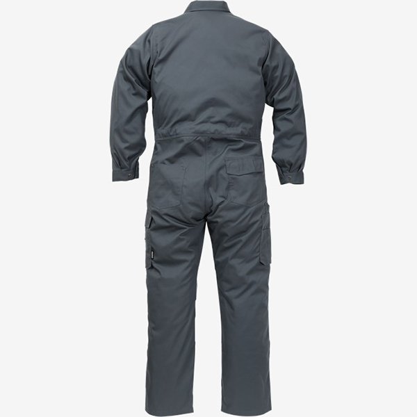 涤棉工装连体服机械维修作业装多口袋工具收纳细节特写
