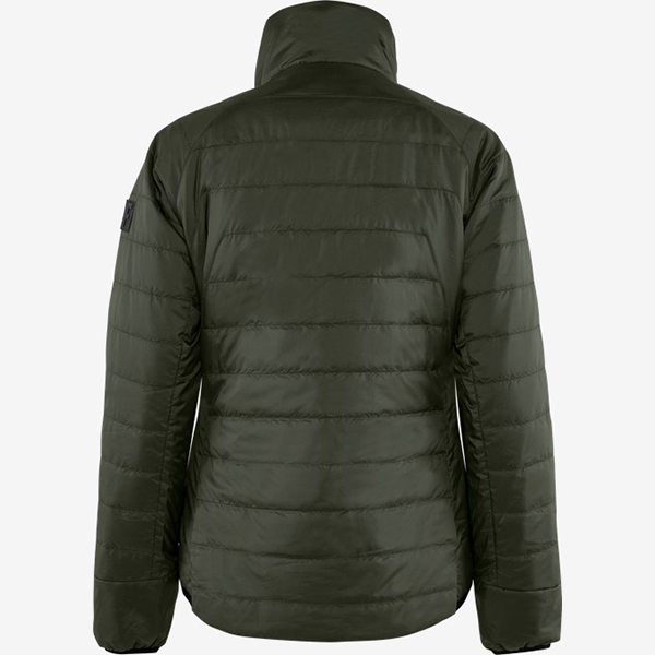 天阶防护军绿色羽绒服防钻绒绗缝立领防风袖口细节特写