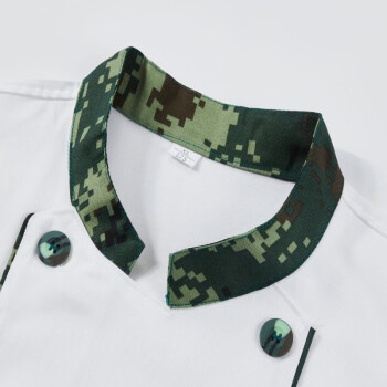 天阶防护厨师服迷彩拼接立领防污设计细节